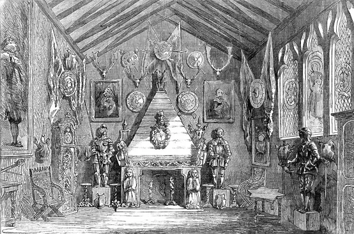 Framed Print : The Oldham Lyceum Educational and Industrial Exhibition - the Baronial Hall, 1854. Creator: Unknown Framed Print : The Oldham Lyceum Educational and Industrial Exhibition - the Baronial Hall, 1854. Creator: Unknown