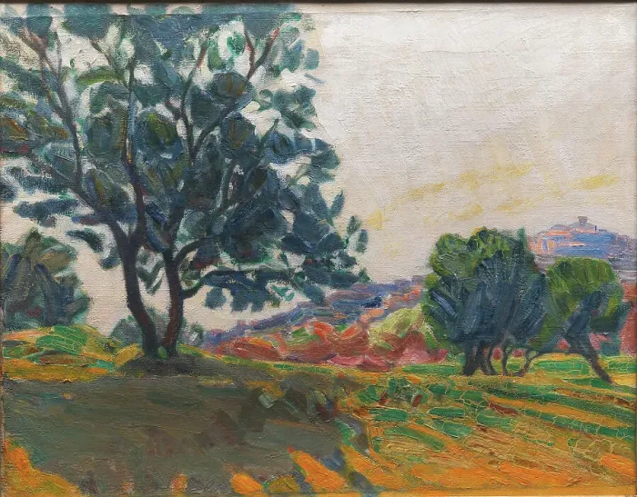 Framed Print : The Olive Grove, with Cagnes in the Background - Against the Light, 1923. Creator: Niels Larsen Stevns Framed Print : The Olive Grove, with Cagnes in the Background - Against the Light, 1923. Creator: Niels Larsen Stevns