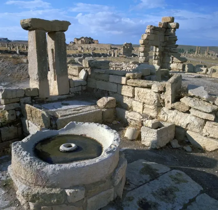 Framed Print : Olive or wine press in the Roman city of Suffetula, 2nd century Framed Print : Olive or wine press in the Roman city of Suffetula, 2nd century