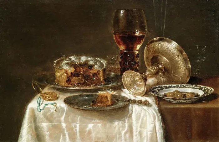 Framed Print : Olives in a blue and white porcelain bowl, a roemer, wine glasses, an overturned silver... 1650s. Creator: Heda, Willem Claesz (1594-1680) Framed Print : Olives in a blue and white porcelain bowl, a roemer, wine glasses, an overturned silver... 1650s. Creator: Heda, Willem Claesz (1594-1680)