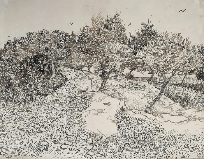 Framed Print : Oliviers à Montmajour, 1888. Creator: Gogh, Vincent, van (1853-1890) Framed Print : Oliviers à Montmajour, 1888. Creator: Gogh, Vincent, van (1853-1890)