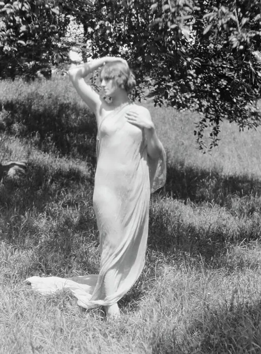 Framed Print : Olson, Margaret, Miss, standing outdoors, 1924 July. Creator: Arnold Genthe Framed Print : Olson, Margaret, Miss, standing outdoors, 1924 July. Creator: Arnold Genthe