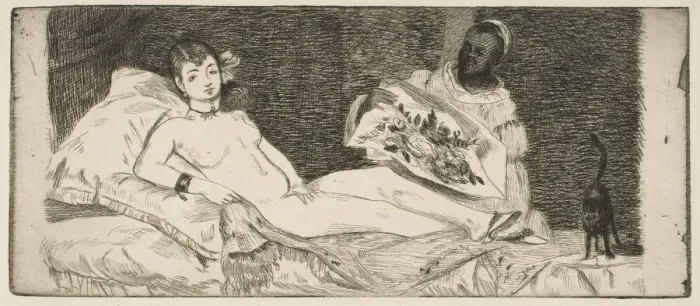Framed Print : Olympia (small plate), 1867. Creator: Edouard Manet Framed Print : Olympia (small plate), 1867. Creator: Edouard Manet