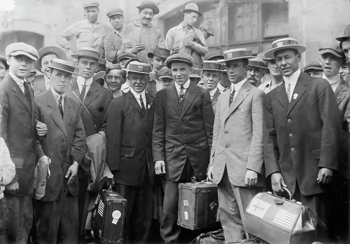 Framed Print : Olympic athletes arrive. Thos. H. Lilley, Andrew Sockalexis, 1912. Creator: Bain News Service Framed Print : Olympic athletes arrive. Thos. H. Lilley, Andrew Sockalexis, 1912. Creator: Bain News Service
