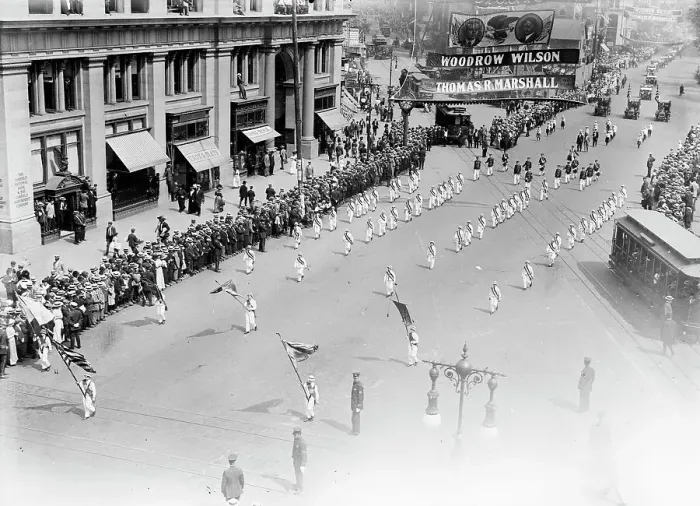 Framed Print : Olympic parade, 1912. Creator: Bain News Service Framed Print : Olympic parade, 1912. Creator: Bain News Service