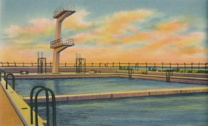 Framed Print : Olympic Swimming Pool, Barranquilla, c1940s Framed Print : Olympic Swimming Pool, Barranquilla, c1940s