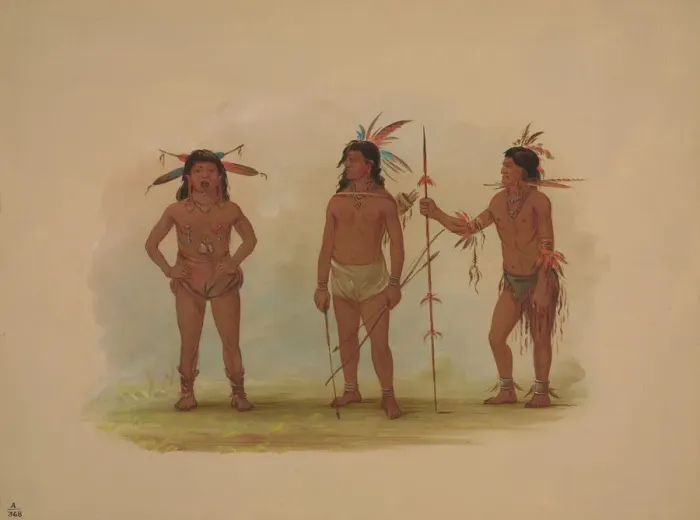 Framed Print : Three Omagua Men, 1854 / 1869. Creator: George Catlin Framed Print : Three Omagua Men, 1854 / 1869. Creator: George Catlin