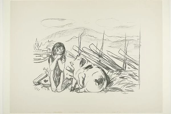 Omega and the Pig, 1908 / 09. Creator: Edvard Munch