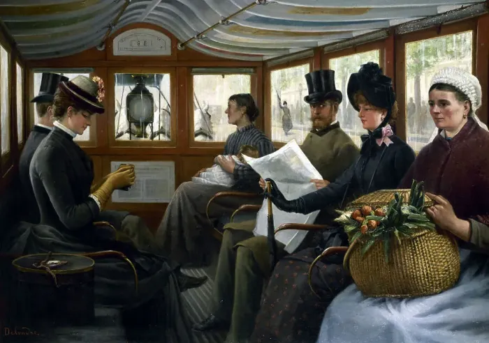 Framed Print : In the omnibus, c1885. Creator: Maurice Delondre Framed Print : In the omnibus, c1885. Creator: Maurice Delondre