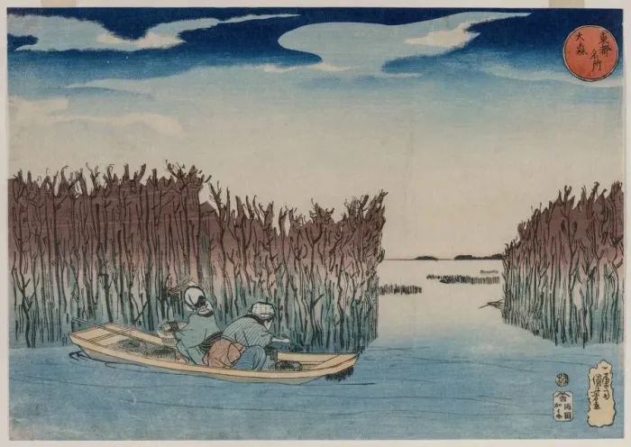 Framed Print : Omori, from the series Famous Places in the Eastern Capital, early 1830s. Creator Framed Print : Omori, from the series Famous Places in the Eastern Capital, early 1830s. Creator