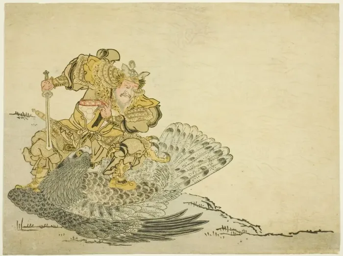 Framed Print : Onamushi no Mikoto Killing the Great Bird, 1765. Creator: Unknown Framed Print : Onamushi no Mikoto Killing the Great Bird, 1765. Creator: Unknown