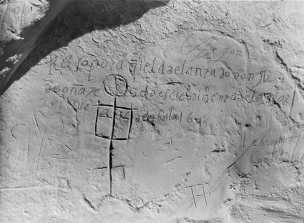 Oñate's inscription, c1927. Creator: Edward Sheriff Curtis