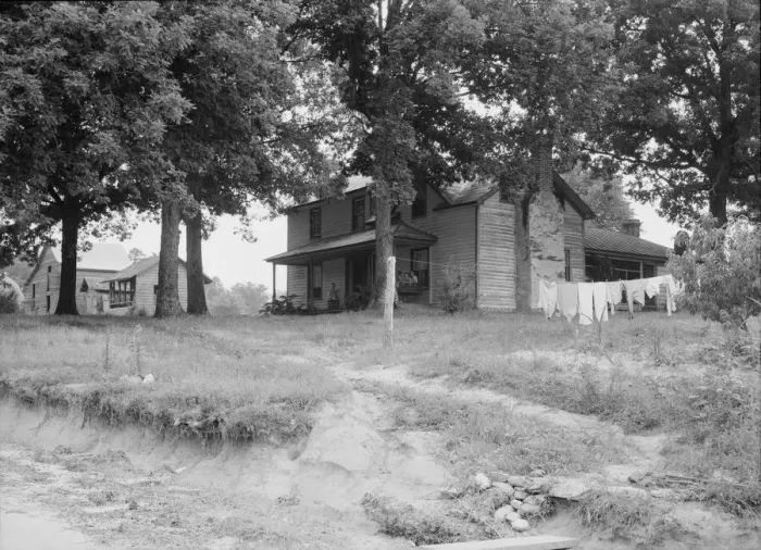 Framed Print : The one-and-a-half story part of this house was built fifty... Person County, North Carolina, 1939. Creator: Dorothea Lange Framed Print : The one-and-a-half story part of this house was built fifty... Person County, North Carolina, 1939. Creator: Dorothea Lange