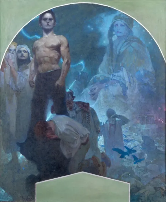 Framed Print : By ones own strength II, 1911. Artist: Mucha, Alfons Marie (1860-1939) Framed Print : By ones own strength II, 1911. Artist: Mucha, Alfons Marie (1860-1939)