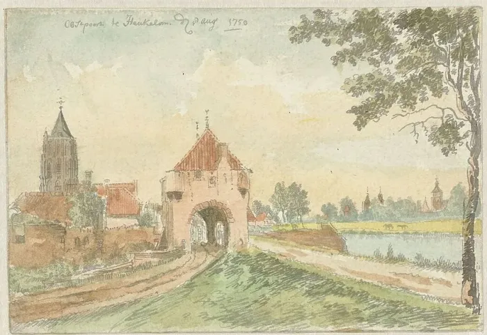 Framed Print : The Oostpoort in Heukelom, 1750. Creator: J. Molijn Framed Print : The Oostpoort in Heukelom, 1750. Creator: J. Molijn