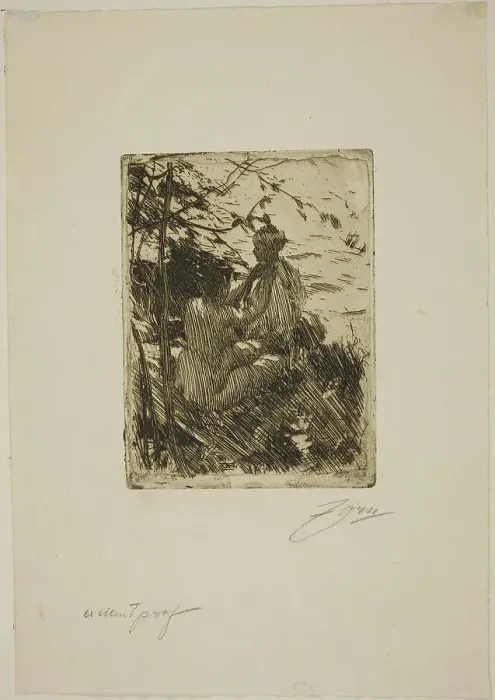 Framed Print : In the Open Air, 1890. Creator: Anders Leonard Zorn Framed Print : In the Open Air, 1890. Creator: Anders Leonard Zorn