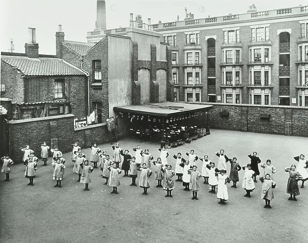 Open air exercise class, Ben Jonson School, Stepney, London, 1911