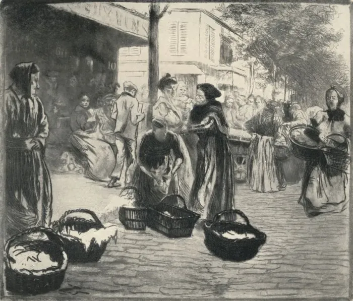 Framed Print : Open air market, Avenue de Clichy, 1915. Artist: Edgar Chahine Framed Print : Open air market, Avenue de Clichy, 1915. Artist: Edgar Chahine