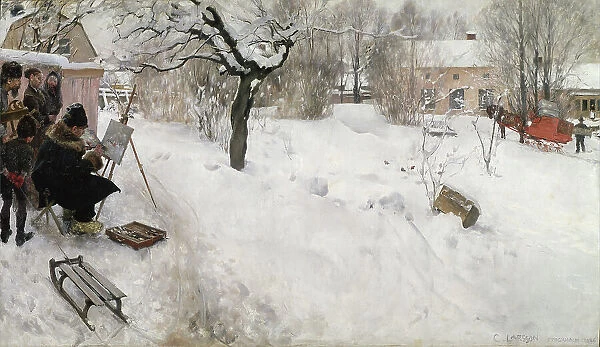 Open-Air Painter. Winter-Motif from Åsögatan 145, Stockholm, 1886. Creator: Carl Larsson