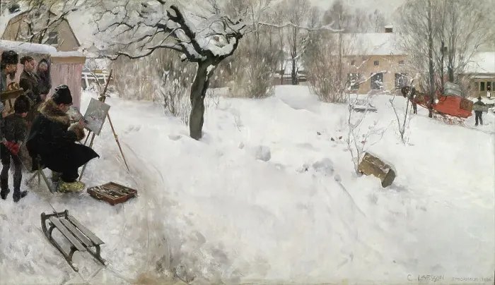 Framed Print : Open-Air Painter. Winter-Motif from Åsögatan 145, Stockholm, 1886. Creator: Carl Larsson Framed Print : Open-Air Painter. Winter-Motif from Åsögatan 145, Stockholm, 1886. Creator: Carl Larsson