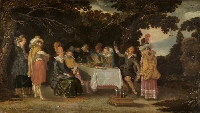Framed Print : An open-air Party, 1615. Creator: Esaias van de Velde Framed Print : An open-air Party, 1615. Creator: Esaias van de Velde
