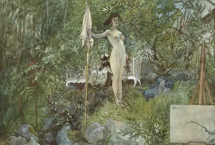 Framed Print : Open-Air Studio. From A Home (26 watercolours). Creator: Carl Larsson Framed Print : Open-Air Studio. From A Home (26 watercolours). Creator: Carl Larsson