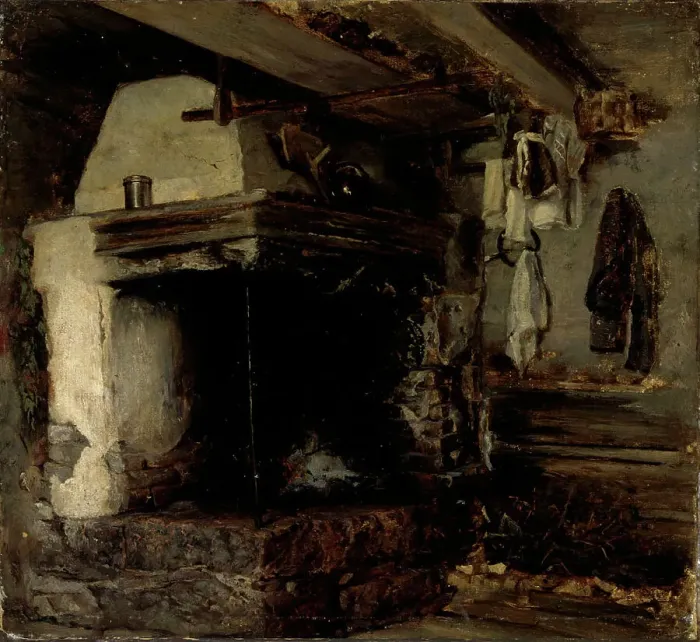 Framed Print : Open fireplace, 1870-1871. Creator: Karl Emanuel Jansson Framed Print : Open fireplace, 1870-1871. Creator: Karl Emanuel Jansson