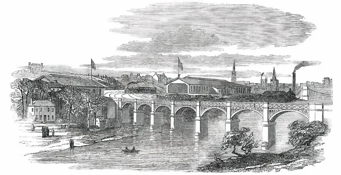 Framed Print : Opening of the Aberdeen Railway - Dee Bridge and Aberdeen Terminus, 1850. Creator: Unknown Framed Print : Opening of the Aberdeen Railway - Dee Bridge and Aberdeen Terminus, 1850. Creator: Unknown