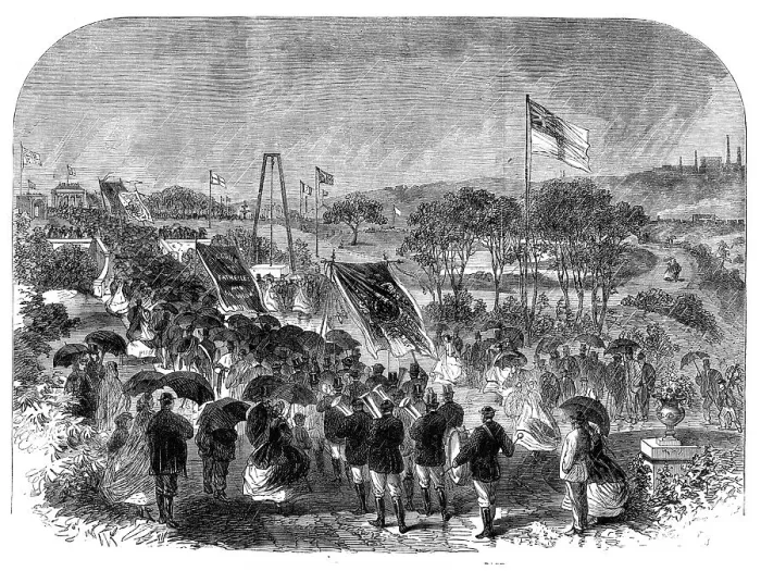 Framed Print : Opening of Alexandra Park at Oldham, 1865. Creator: Unknown
