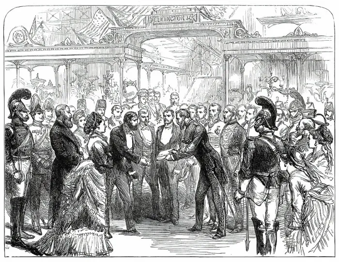Framed Print : Opening of the American Centennial Exhibition: Colonel Sandford delivering...a Catalogue...1876. Creator: Melton Prior Framed Print : Opening of the American Centennial Exhibition: Colonel Sandford delivering...a Catalogue...1876. Creator: Melton Prior
