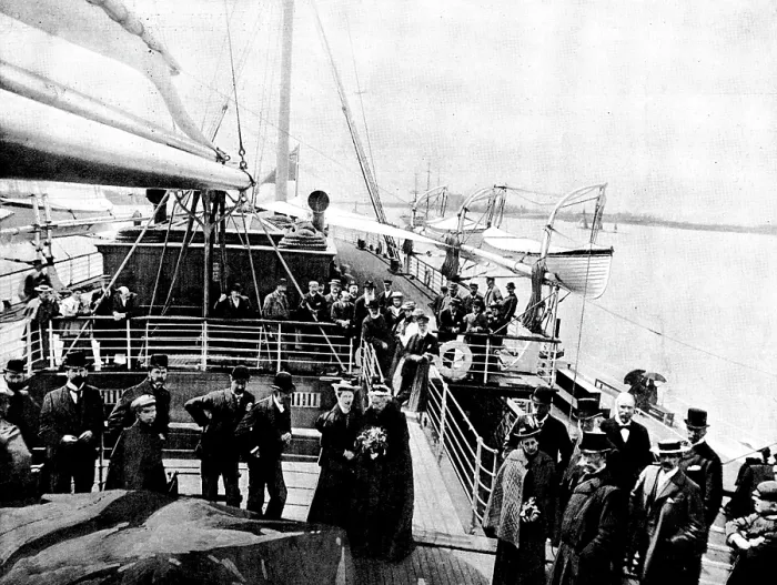 Framed Print : The Opening of the Baltic Canal: departure of Mr. Gladstone...on board the 'Tantallon Castle', 1895. Creator: London Stereoscopic & Photographic Co Framed Print : The Opening of the Baltic Canal: departure of Mr. Gladstone...on board the 'Tantallon Castle', 1895. Creator: London Stereoscopic & Photographic Co