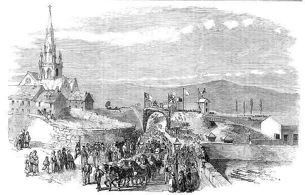 Opening of the Barnsley Branch Railway: the Procession entering the Regent-Street Station, 1857. Creator: Unknown