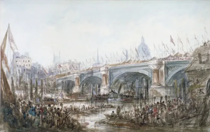 Framed Print : Opening of Blackfriars Bridge, London, 1869. Artist: George Chambers Framed Print : Opening of Blackfriars Bridge, London, 1869. Artist: George Chambers