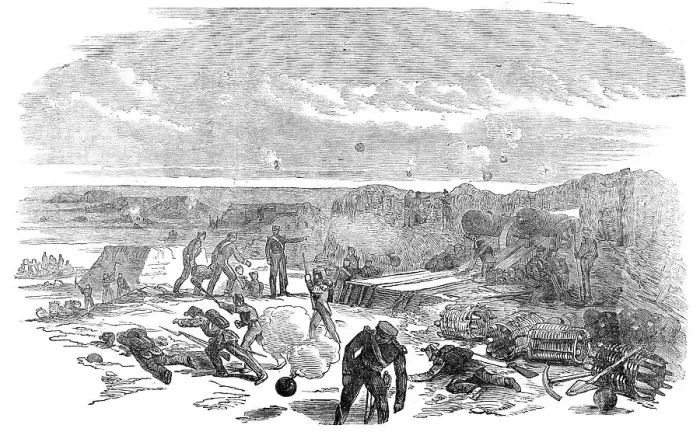 Framed Print : Opening of the Bombardment of Sebastopol - Chapman's Battery, 1854. Creator: Unknown Framed Print : Opening of the Bombardment of Sebastopol - Chapman's Battery, 1854. Creator: Unknown