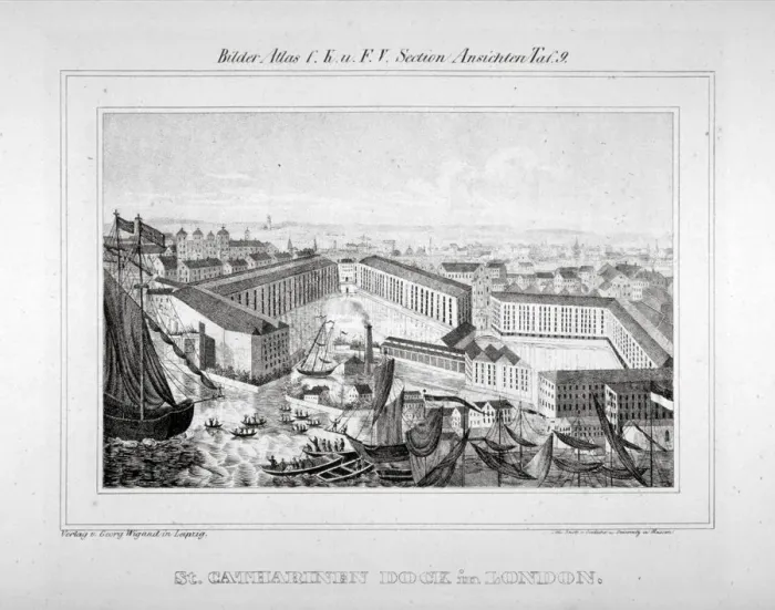 Framed Print : Opening celebrations of St Katharines Dock, London, 1828 Framed Print : Opening celebrations of St Katharines Dock, London, 1828