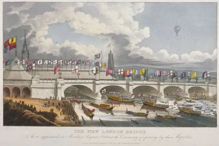 Framed Print : Opening ceremony of the new London Bridge, 1831 Framed Print : Opening ceremony of the new London Bridge, 1831