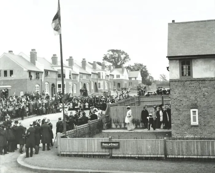 Framed Print : Opening ceremony on Ruislip Street, Totterdown Estate, Wandsworth, London, 1903 Framed Print : Opening ceremony on Ruislip Street, Totterdown Estate, Wandsworth, London, 1903