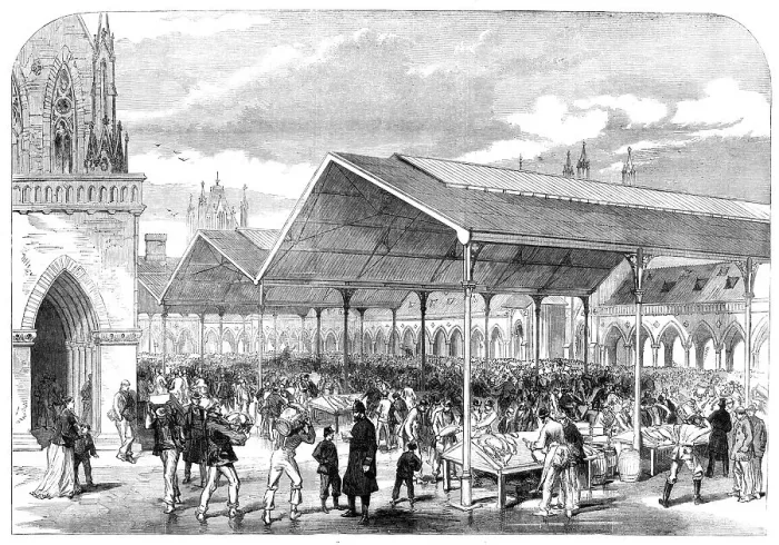 Framed Print : Opening of Columbia Fish Market Bethnal-Green, 1870. Creator: Unknown Framed Print : Opening of Columbia Fish Market Bethnal-Green, 1870. Creator: Unknown