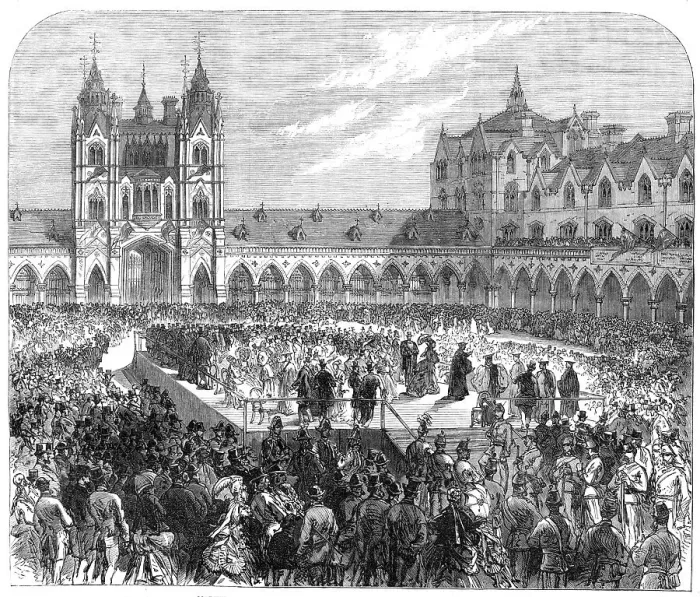 Framed Print : The Opening of Columbia Market...: the Archbishop of Canterbury speaking, 1869. Creator: Unknown Framed Print : The Opening of Columbia Market...: the Archbishop of Canterbury speaking, 1869. Creator: Unknown