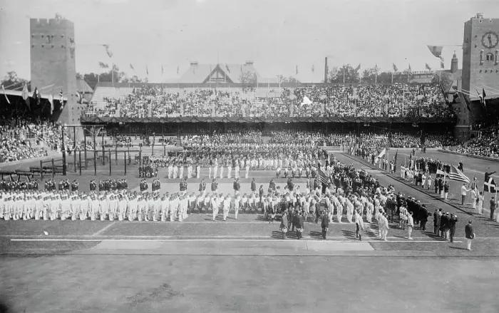 Framed Print : Opening Day, Stockholm Olympic Games, 1912. Creator: Bain News Service Framed Print : Opening Day, Stockholm Olympic Games, 1912. Creator: Bain News Service