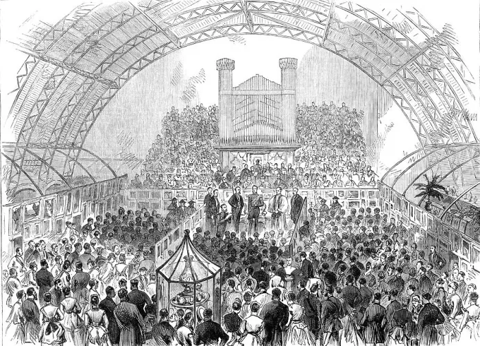 Framed Print : Opening of the Derby Fine-Arts and Industrial Exhibition, 1870. Creator: Unknown Framed Print : Opening of the Derby Fine-Arts and Industrial Exhibition, 1870. Creator: Unknown