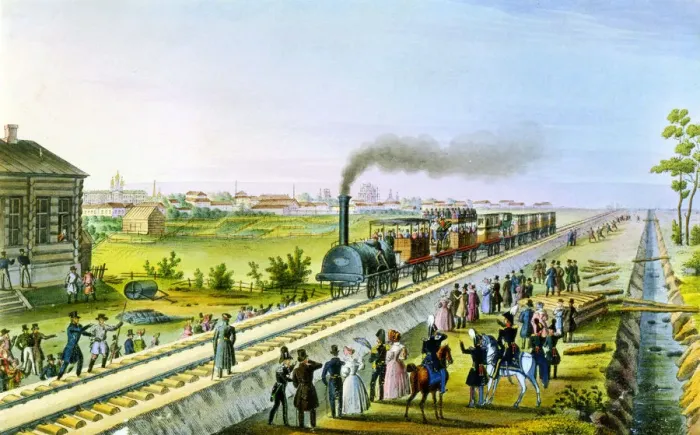 Framed Print : Opening of the first railway line from St Petersburg to Pavlovsk, Russia, 1830s. Artist: Russian Master Framed Print : Opening of the first railway line from St Petersburg to Pavlovsk, Russia, 1830s. Artist: Russian Master