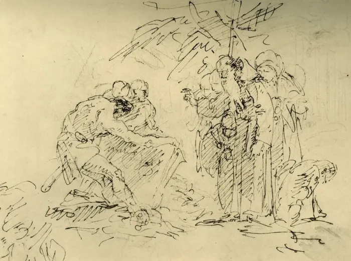 Framed Print : The Opening of a Grave, mid 18th century, (1928). Artist: Giovanni Battista Tiepolo Framed Print : The Opening of a Grave, mid 18th century, (1928). Artist: Giovanni Battista Tiepolo