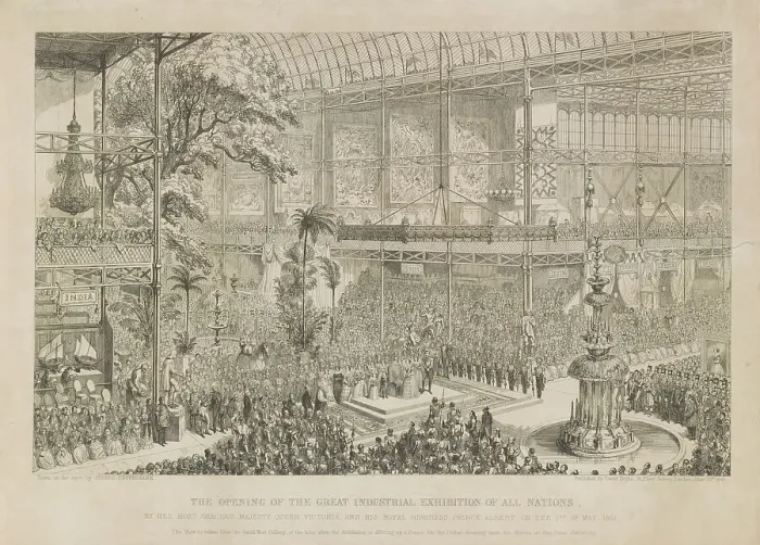 Framed Print : Opening of the Great Industrial Exhibition of all nations, by her most gracious majesty... 1851. Creator: Cruikshank, George (1792-1878) Framed Print : Opening of the Great Industrial Exhibition of all nations, by her most gracious majesty... 1851. Creator: Cruikshank, George (1792-1878)