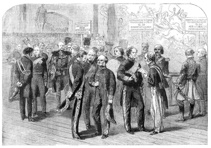 Framed Print : Opening of the International Exhibition Building: the procession forming in the South... 1862. Creator: Unknown Framed Print : Opening of the International Exhibition Building: the procession forming in the South... 1862. Creator: Unknown