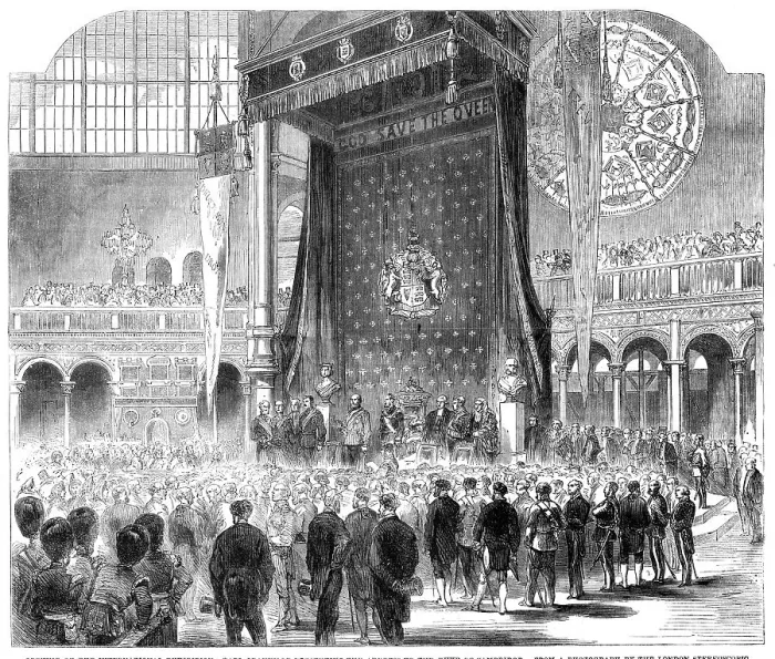 Framed Print : Opening of the International Exhibition: Earl Granville presenting the address to the Duke... 1862. Creators: Mason Jackson, Unknown Framed Print : Opening of the International Exhibition: Earl Granville presenting the address to the Duke... 1862. Creators: Mason Jackson, Unknown