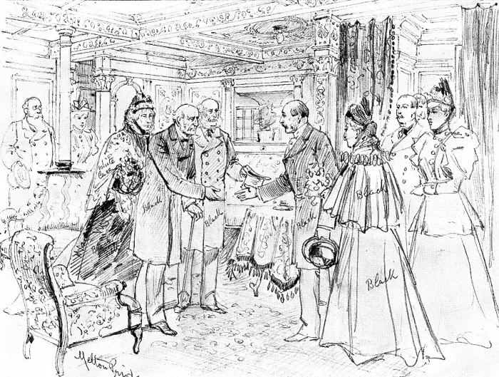 Framed Print : Opening of the Kaiser Wilhelm Canal...: Mr. Gladstone...meeting the King of Denmark... 1895. Creator: Unknown Framed Print : Opening of the Kaiser Wilhelm Canal...: Mr. Gladstone...meeting the King of Denmark... 1895. Creator: Unknown