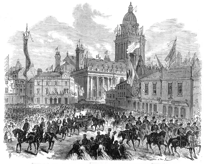 Framed Print : Opening of the Leeds Exhibition by the Prince of Wales: the procession...Great George-Street, 1868. Creator: Unknown Framed Print : Opening of the Leeds Exhibition by the Prince of Wales: the procession...Great George-Street, 1868. Creator: Unknown