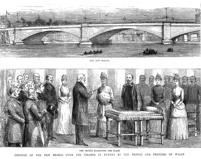 Framed Print : The Opening of the new bridge over the Thames at Putney by the Prince and Princess of Wales, 1886. Creator: Unknown Framed Print : The Opening of the new bridge over the Thames at Putney by the Prince and Princess of Wales, 1886. Creator: Unknown