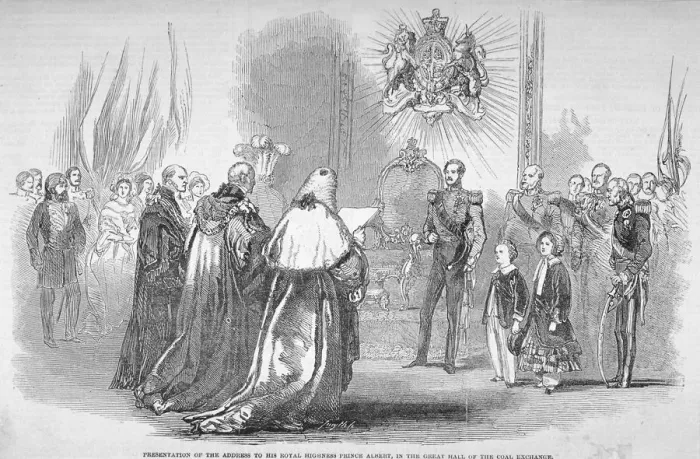Framed Print : Opening of the New Coal Exchange, Lower Thames Street, City of London, 1849 Framed Print : Opening of the New Coal Exchange, Lower Thames Street, City of London, 1849